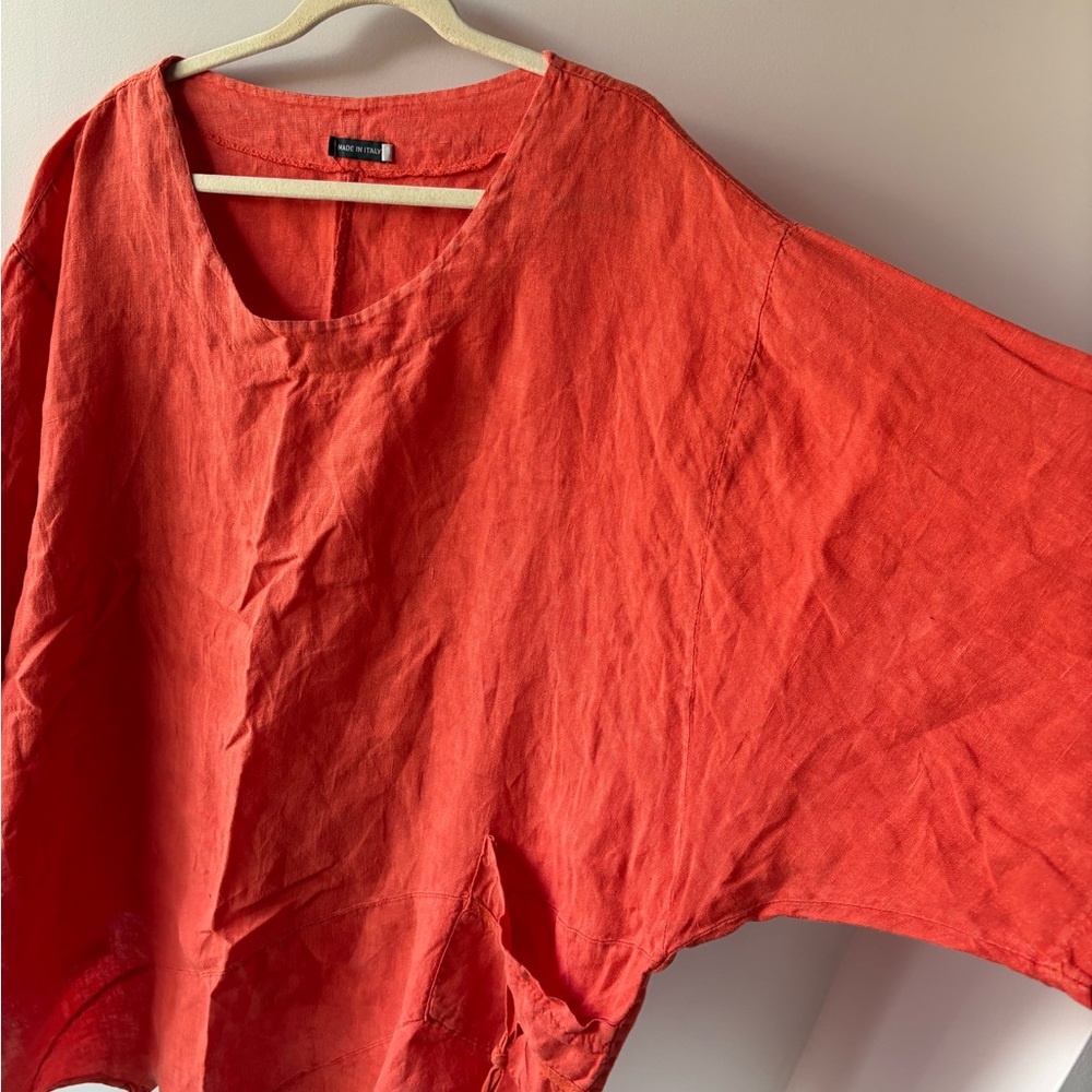 Made in Italy Orange Linen Tunic - Picture 5 of 6